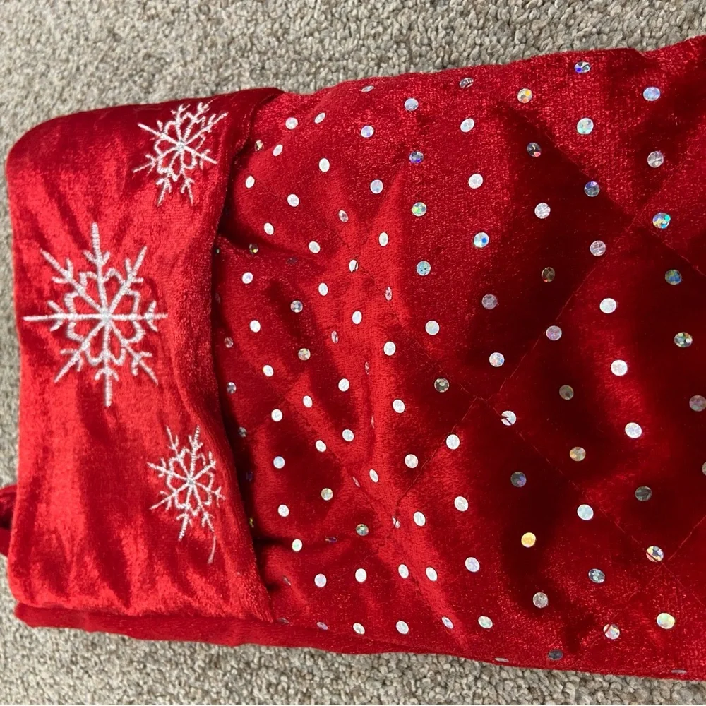Red Velvet‎ Christmas Stocking with Snowflake Design